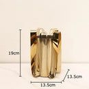 Axyaa Silver Metal Vase with Artificial Flowers for Desk Decor