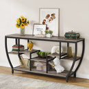 Axyaa Rustic Sofa Table with Shelves:  Industrial Entryway Console TV Stand