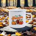 Axyaa Thanksgiving Enamel Mug Pumpkin Soup Harvest Pattern Coffee Cup