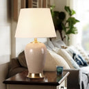 Axyaa Ceramic Table Lamp with Fabric Lampshade for Home Decor