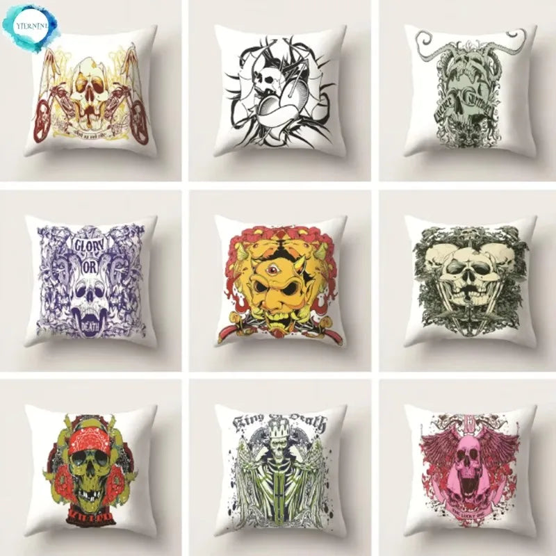 Skull Polyester Pillowcase 45X45CM Axyaa Home Decor Cushion Cover Square Sofa Decor