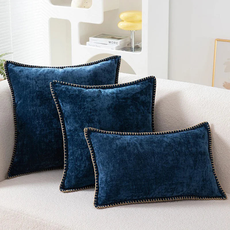 Luxury Chenille Velvet Cushion Cover for Elegant Living Room Decor by Axyaa