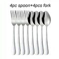 Axyaa Stainless Steel Fork and Spoon Set for Dining - 16 pieces