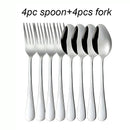 Axyaa Stainless Steel Fork and Spoon Set for Dining - 16 pieces