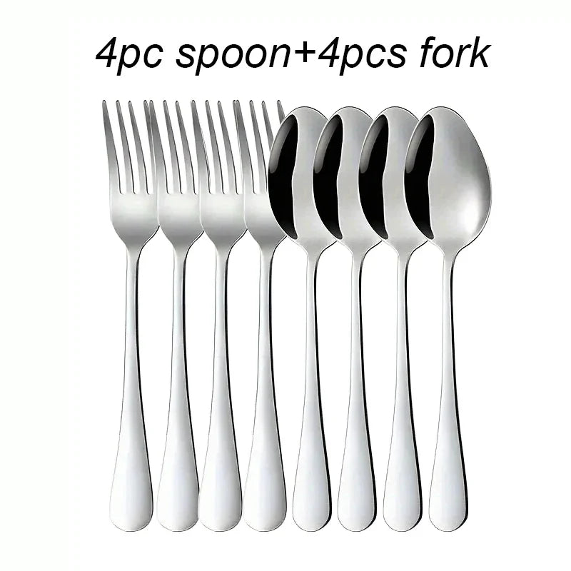 Axyaa Stainless Steel Fork and Spoon Set for Dining - 16 pieces