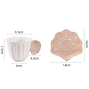Axyaa Ceramic Shell Mug with Saucer: Abstract Art Tea Coffee Cup, 280ml