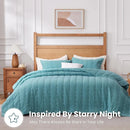 Axyaa King Size Striped Cashmere Quilt Set, Lightweight Velvet Bedspread & Coverlet