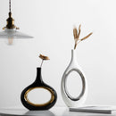 Axyaa Golden Flower Vase for Home Decoration and Hydroponics - Round Ceramic Vase
