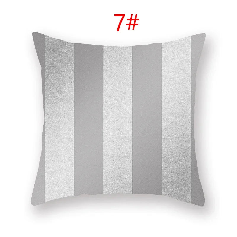 Axyaa 18" Sliver Grey Geometry Striped Pillowcase Home Decor Pillow Cover