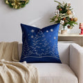 Axyaa Christmas Tree Pillow Cover - Silver Gold Snowflake Velvet - Home Decoration - 45x45cm