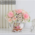 Axyaa Ceramic Vase & Flower Arrangement Set - Home Decor Crafts