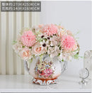 Axyaa Ceramic Vase & Flower Arrangement Set - Home Decor Crafts
