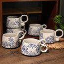 Axyaa 12oz Blue and White Ceramic Coffee Mug - Handmade Stoneware Cup