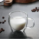 Axyaa Double Wall Glass Cup Set - Handmade Heat Insulated Drinkware with Handle