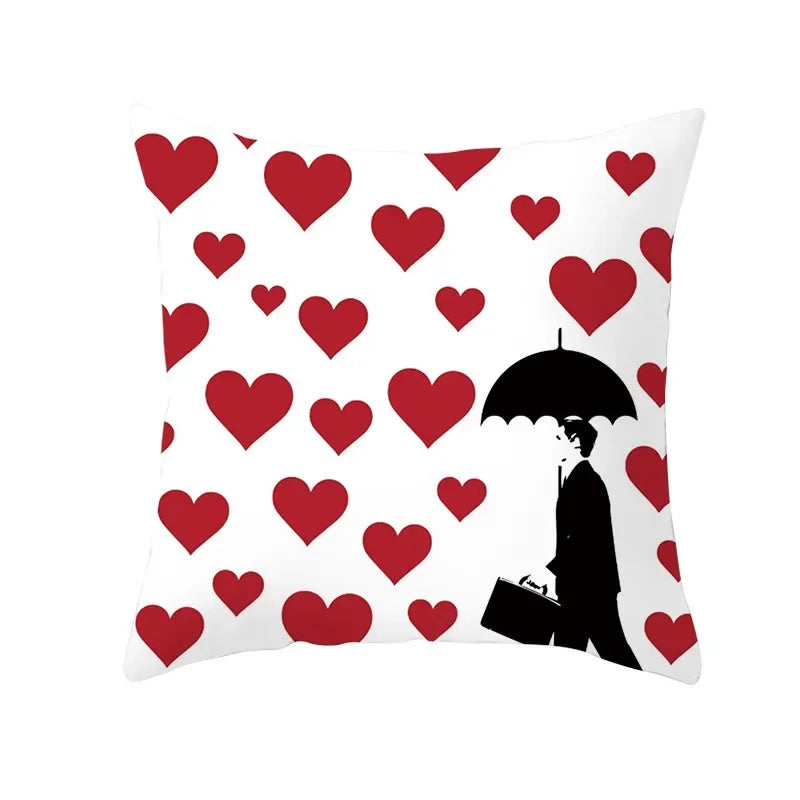 Axyaa Romantic Couple Pillowcases | Soft Cartoon Pattern Sofa Pillow Covers