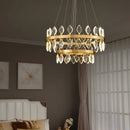 Axyaa Luxury Crystal LED Chandelier: High-end Designer Circular Art Indoor Lighting.