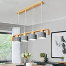 Axyaa Metal LED Pendant Lights with Wood Lampshade for Dining and Kitchen