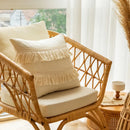 Axyaa Beige Geometric Tassel Cushion Cover 45X45 - Boho Chic Decor Pillowcase