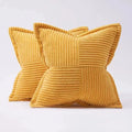 Axyaa Soft Corduroy Striped Border Throw Pillow Covers 18x18 Inch