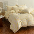 Axyaa Shell Bedding Set - Embroidered Solid Color Four Piece Set
