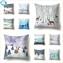 Axyaa Winter Snow Scene Print Pillow Cover for Home Decor 45X45CM