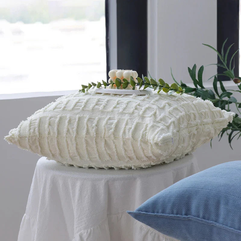 Axyaa Cream Decorative Pillow Cover - Nordic Style Living Room Cushion
