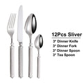 Axyaa Gold Cutlery Set Stainless Steel Mirror Sliver Fork Spoon Western Double Sided Pattern