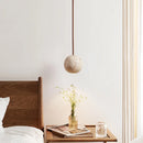 Axyaa Yellow Travertine LED Pendant Lights Hanging Stone Ball Japan Style Pendant Lamp