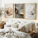 Axyaa Minimalist Floral Canvas Set with Gold Accents