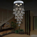 Axyaa Round Crystal Chandelier with LED Lights and Stainless Steel Base