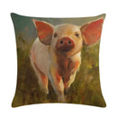 Axyaa Animal Oil Painting Pillowcase: Flax Sofa Cushion Adornment Cover