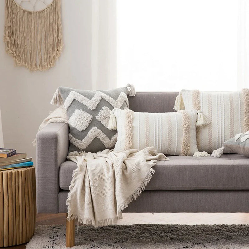 Axyaa Boho Tassel Cushion Cover - Nordic Style Modern Home Decor