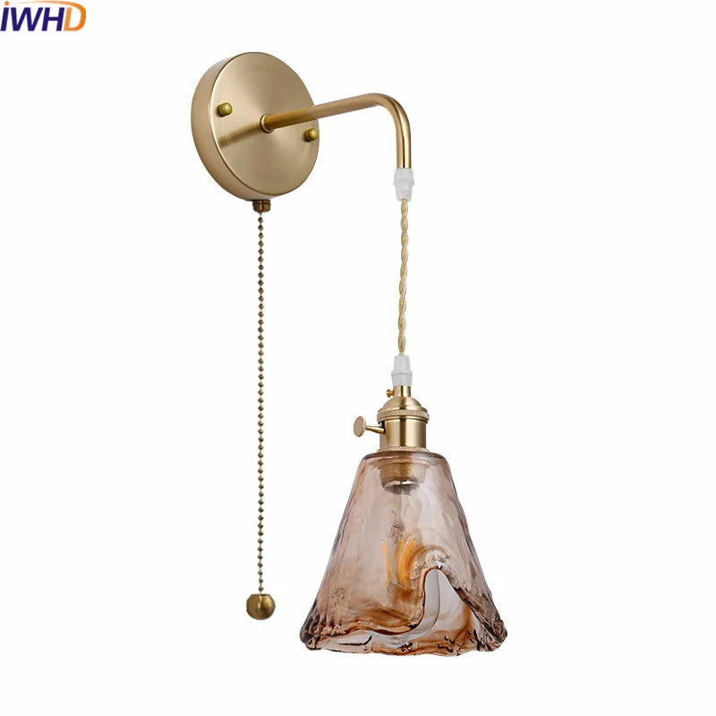 Axyaa Nordic Copper Glass LED Wall Light for Living Room, Bedroom, Bar - Modern Design