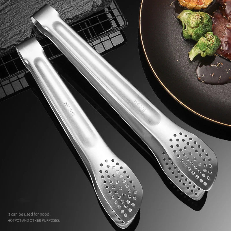 Axyaa Stainless Steel Non-Slip Food Tongs, BBQ Cooking Clip Kitchen Accessories