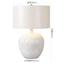 Axyaa White Ceramic LED Table Lamp with Cloth Lampshade for Bedroom and Studio