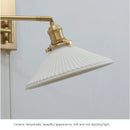 Nordic Brass Swing Arm Wall Lamp for Bedroom, Study & Living Room - Axyaa Vintage Ceramic Wall Sconce