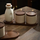 Axya Ceramic Seasoning Bottle Set with Lid Porcelain Kitchenware Soy Sauce Pot