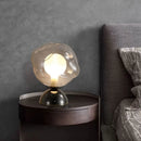 Axyaa Gray Glass Table Light Metal Base G9 Bulb - Modern Small Lamp for Bedroom & Living Room