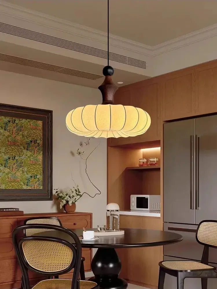 Axyaa Retro Fabric Wood Chandelier Classic Pendant Light Collection