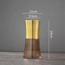 Axyaa Gold Metal Glass Vase - Round Flower Arrangement Home Decor