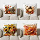 Autumn Maple Leaves Decorative Pillow Cover by Axyaa for Sofa, Bedroom, Car