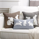Axyaa Easter Bunny Embroidered Pillow Cover 45X45 - Cute Home Sofa Decoration