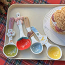 Axyaa Kawaii Cherry Ceramic Soup Spoon: Hand Painted, Long Handle Tableware