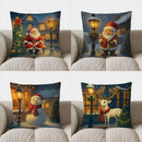 Santa Winter Scene Pillow Cover for Sofa, Bedroom or Car by Axyaa
