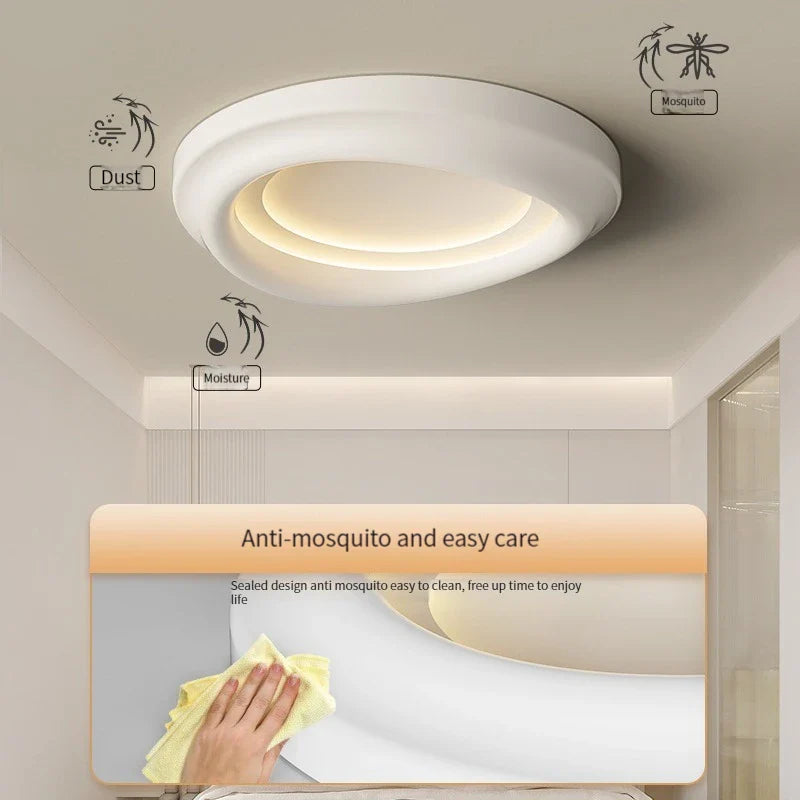 Axyaa White Round LED Ceiling Light with Remote Control for Bedroom and Living Room