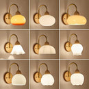 Axyaa Modern LED Wall Light: Glass Iron Wood Nordic Bedside Lamp for Home Decor
