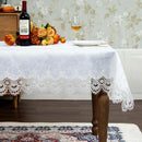 Axyaa White Floral Lace Embroidery Tablecloth - Waterproof Rectangle Table Cover
