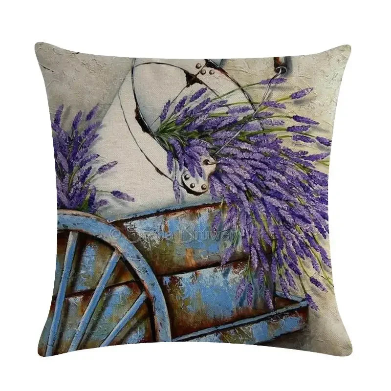 Purple Lavender Floral Pillowcase for Home Decor by Axyaa