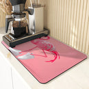 Axyaa Flamingo Absorbent Draining Mat: Quick Drying Kitchen & Bathroom Drain Pad