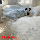 Axyaa Floral Leaf Queen Duvet Set - 4Pc Luxury Washed Cotton Bedding